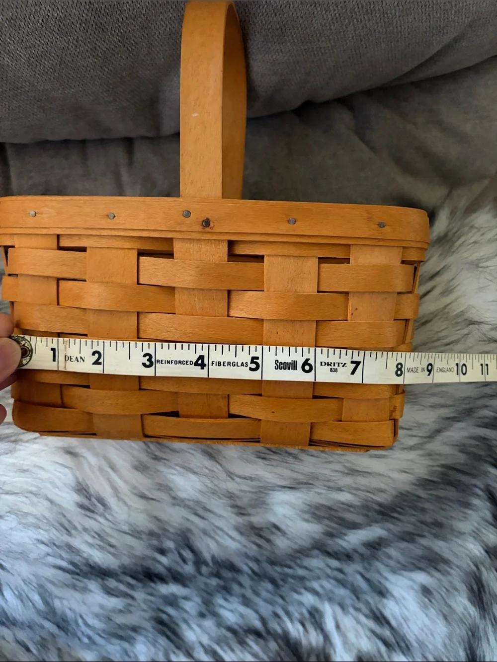 Longaberger Orange Handwoven Picnic Basket with Single Top Handle